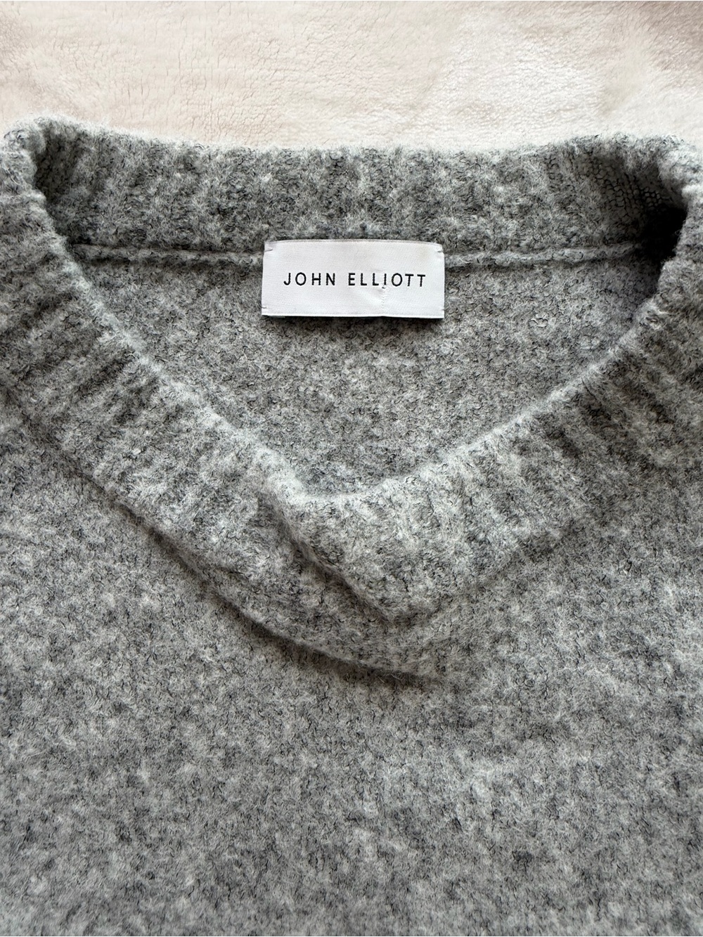 John Elliott Light Gray Fuzzy Wool Crewneck Sweater
